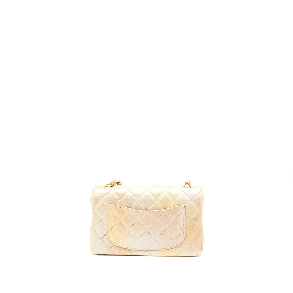 CHANEL 22C MINI RECTANGULAR FLAG BAG GOATSKIN OMBRE BEIGE BRUSHED GHW (MICROCHIP)