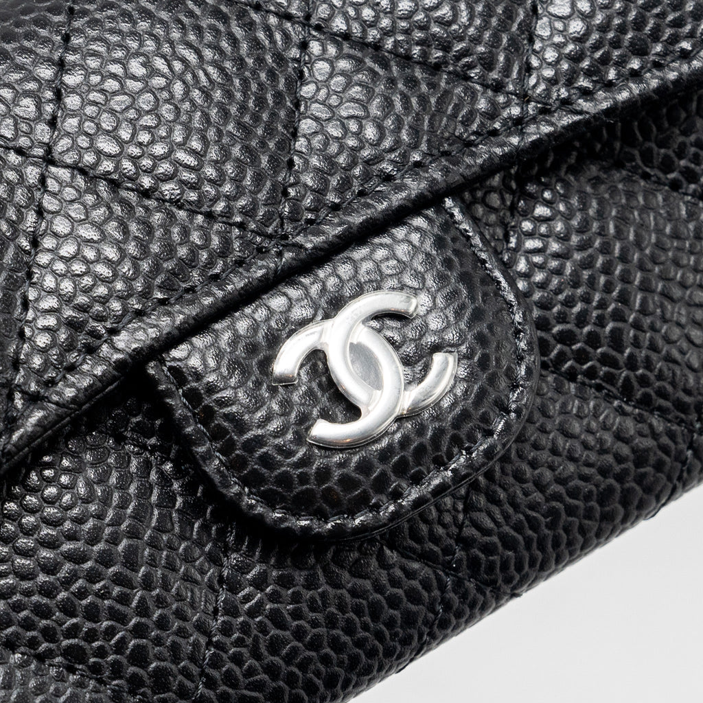 CHANEL CLASSIC FLAP CARD HOLDER CAVIAR BLACK SHW (MICROCHIP)