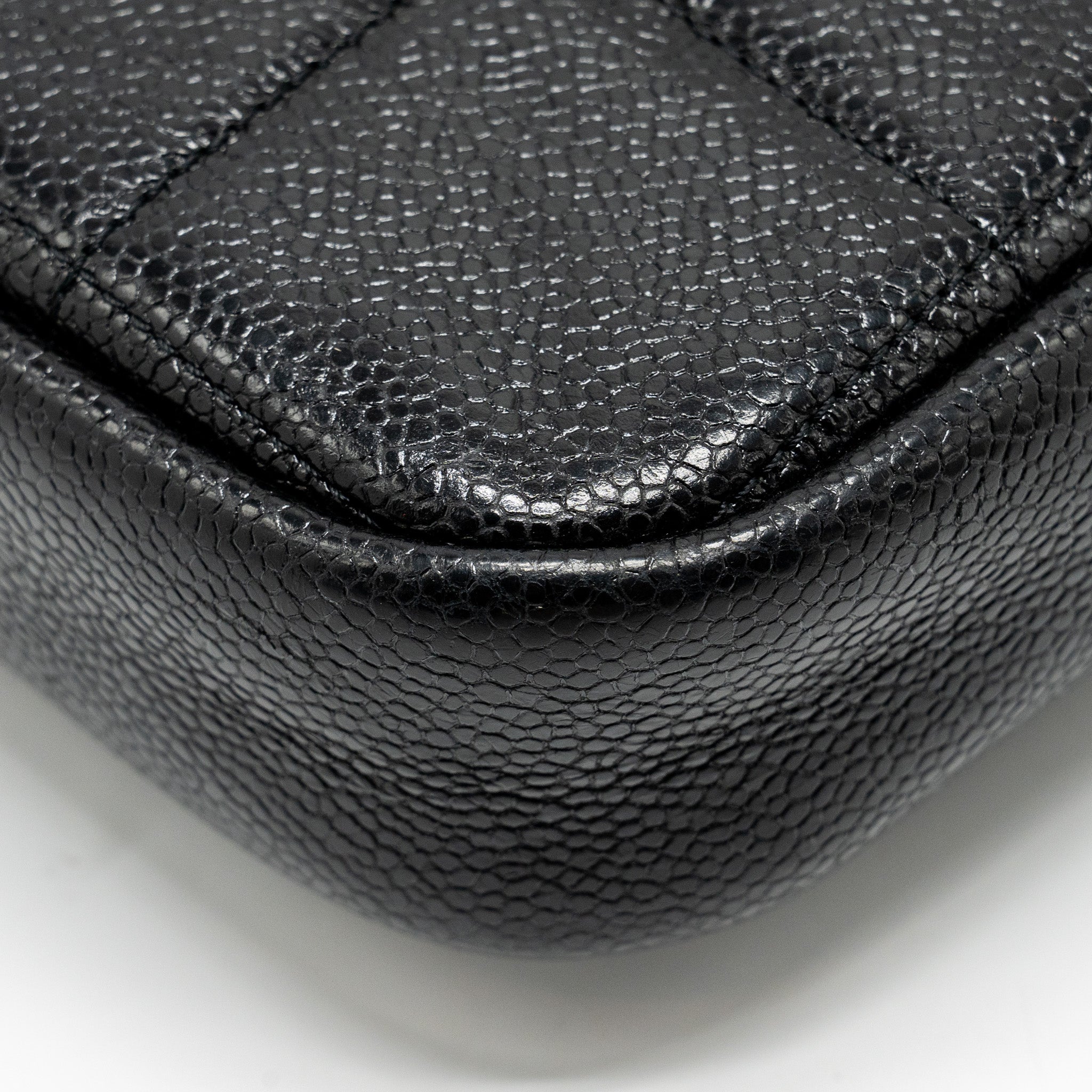 CHANEL QUILTED SHAPE CHAIN BAG CAVIAR BLACK GHW