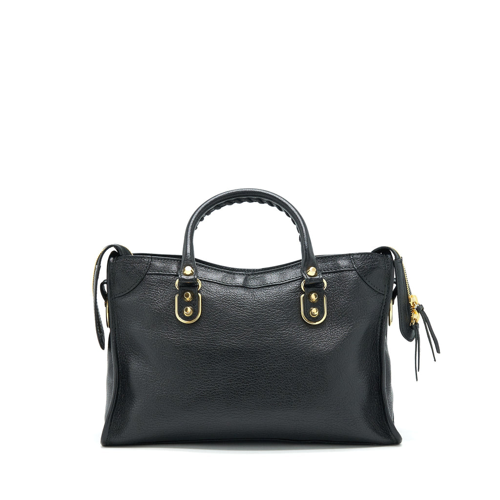 BALENCIAGA METALLIC EDG CITY S BAG BLACK GHW