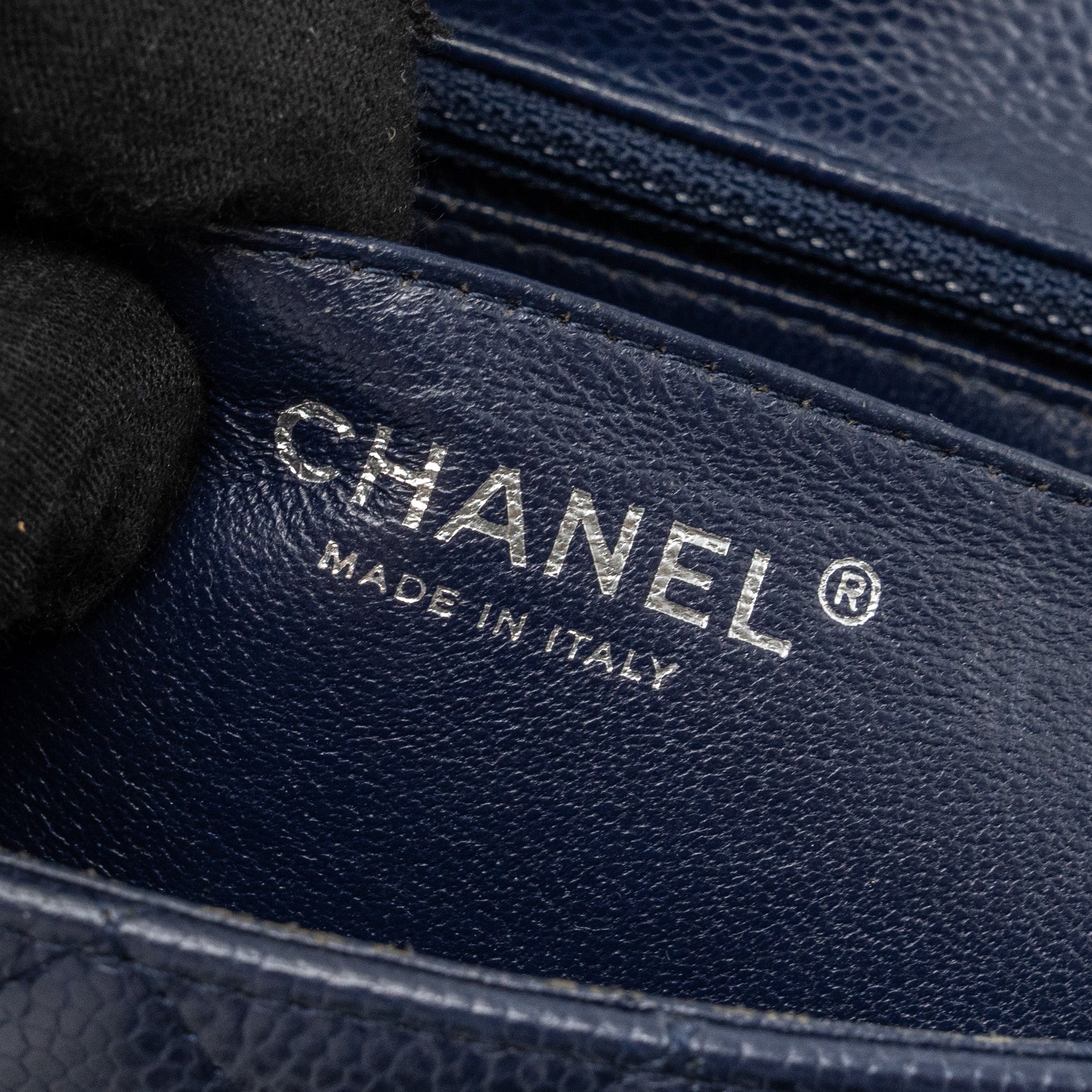 CHANEL CLASSIC MINI RECTANGULAR FLAP BAG CAVIAR NAVY SHW