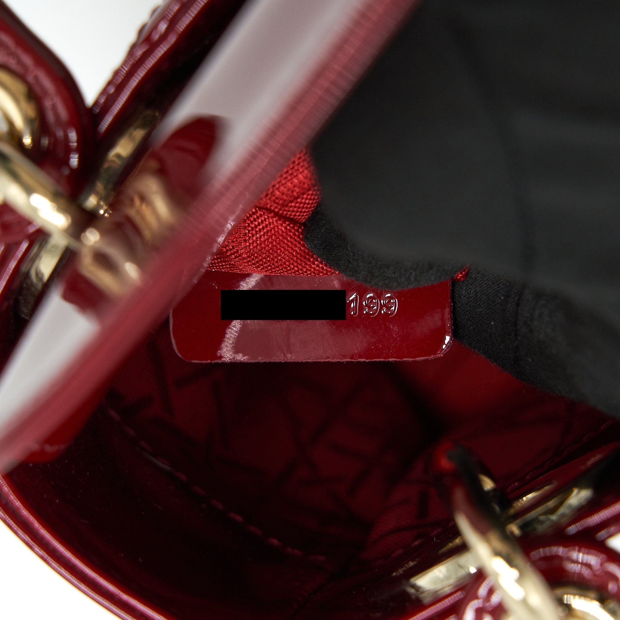 DIOR MINI LADY DIOR PATENT LEATHER RED WITH LGHW