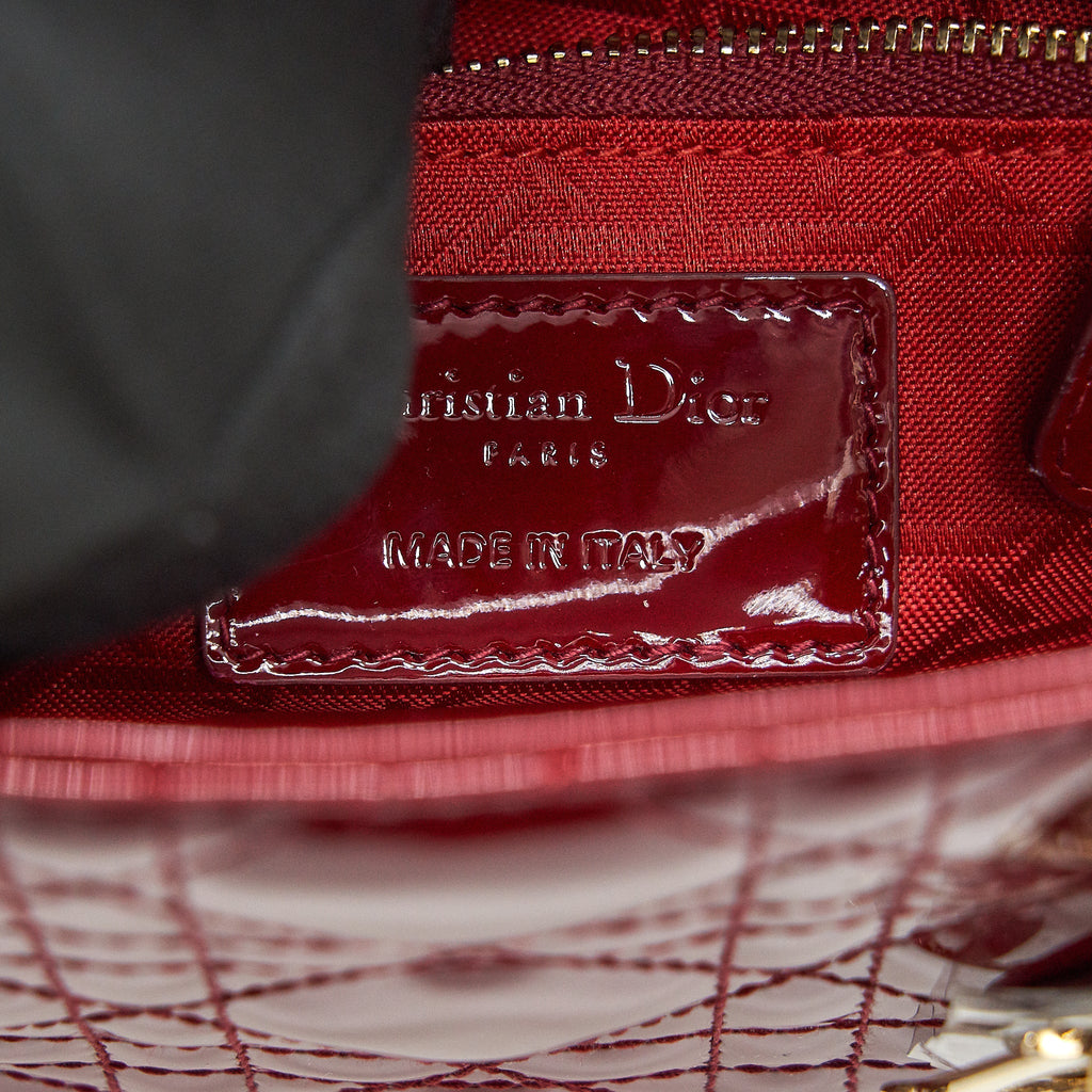 CHRISTIAN DIOR MINI LADY DIOR PATENT LEATHER RED WITH LGHW