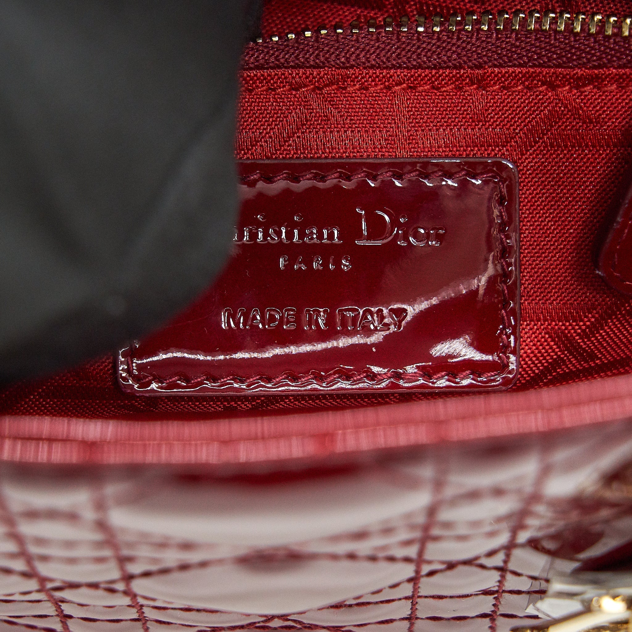 CHRISTIAN DIOR MINI LADY DIOR PATENT LEATHER RED WITH LGHW