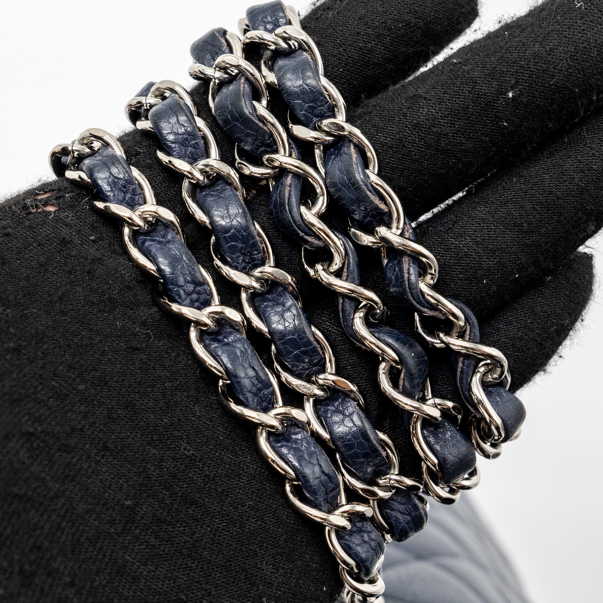 CHANEL CLASSIC MINI RECTANGULAR FLAP BAG CAVIAR NAVY SHW