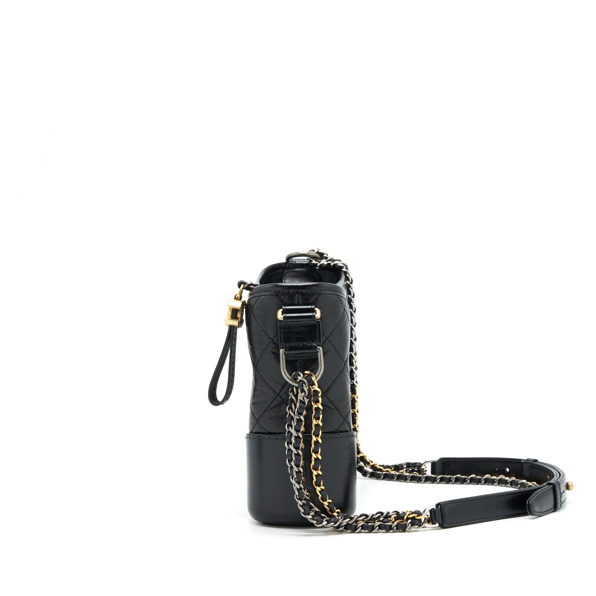 CHANEL GABRIELLE HOBO BAG WITH HANDLE NEW MEDIUM CALFSKIN BLACK WITH GOLD/SLIVER HARDWARE