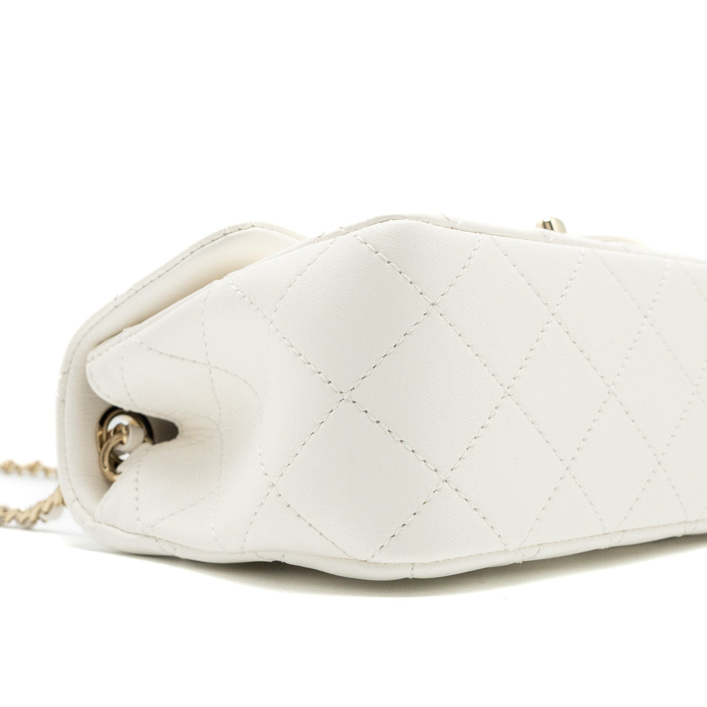CHANEL 23C PEARL CRUSH MINI RECTANGULAR FLAP BAG LAMBSKIN WHITE LGHW (MICROCHIP)