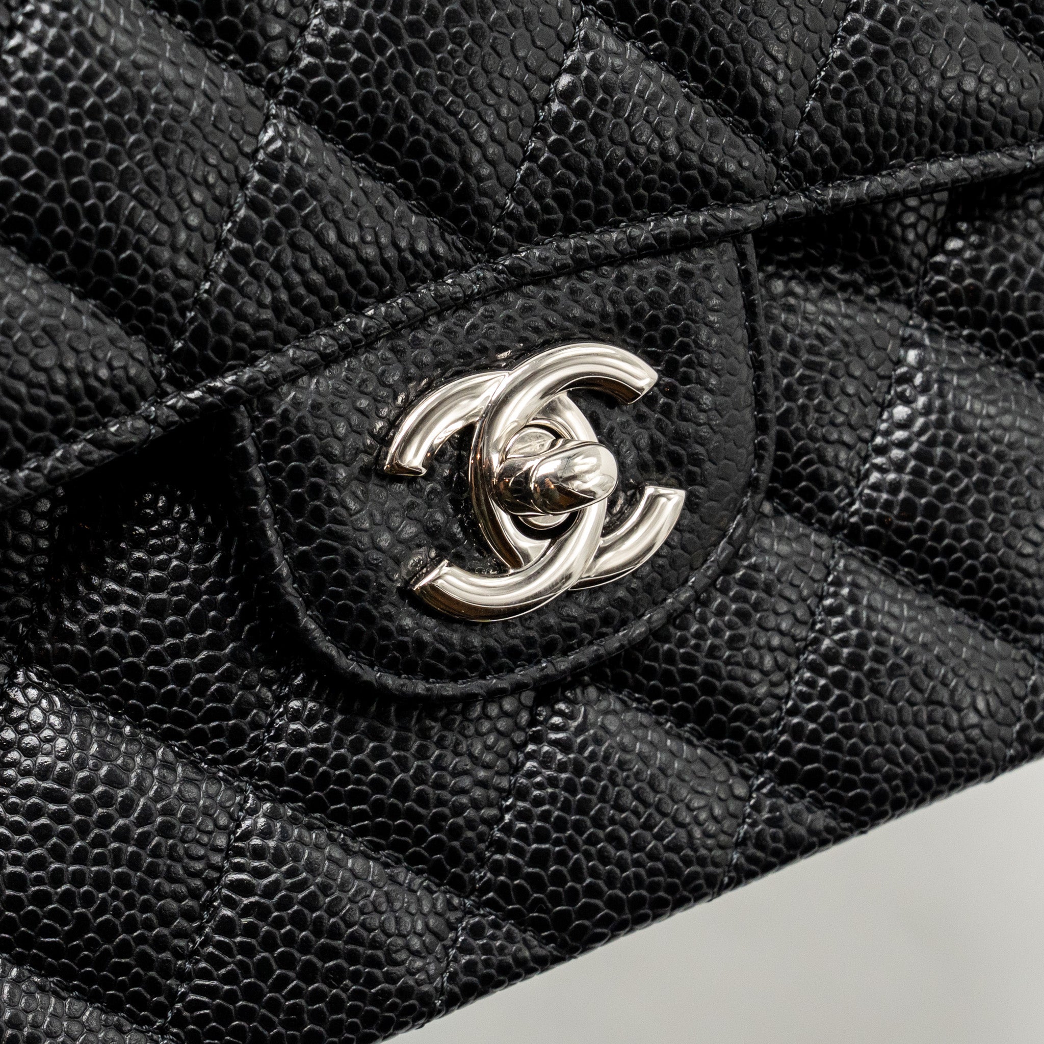 CHANEL SMALL CLASSIC DOUBLE FLAP BAG CAVIAR BLACK SHW