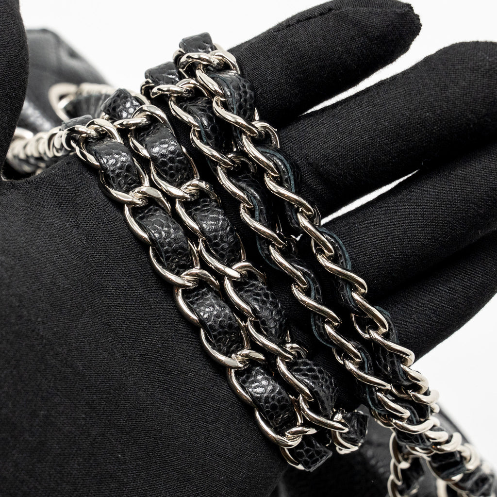 CHANEL SMALL CLASSIC DOUBLE FLAP BAG CAVIAR BLACK SHW