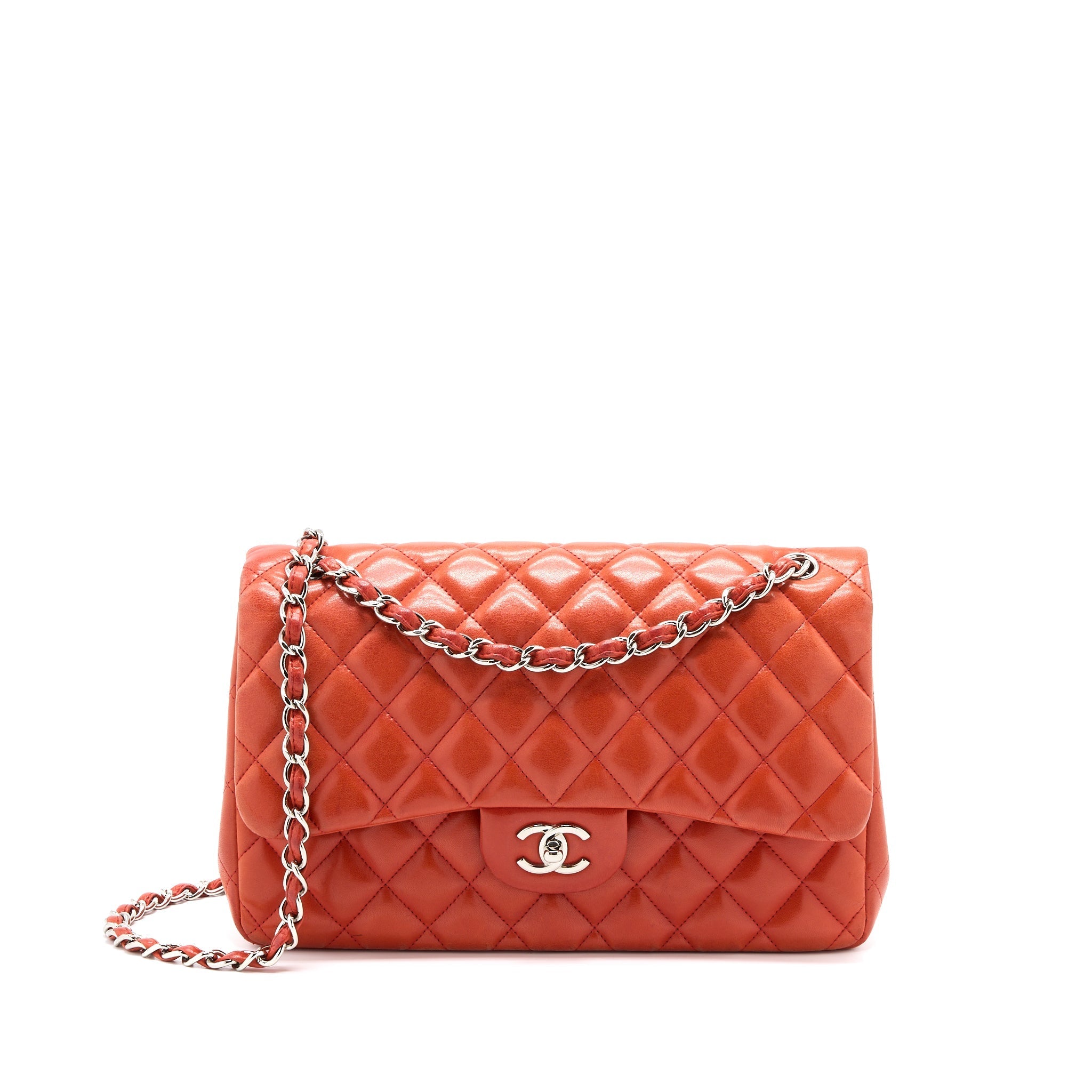 CHANEL JUMBO CLASSIC DOUBLE FLAP BAG LAMBSKIN CORAL SHW