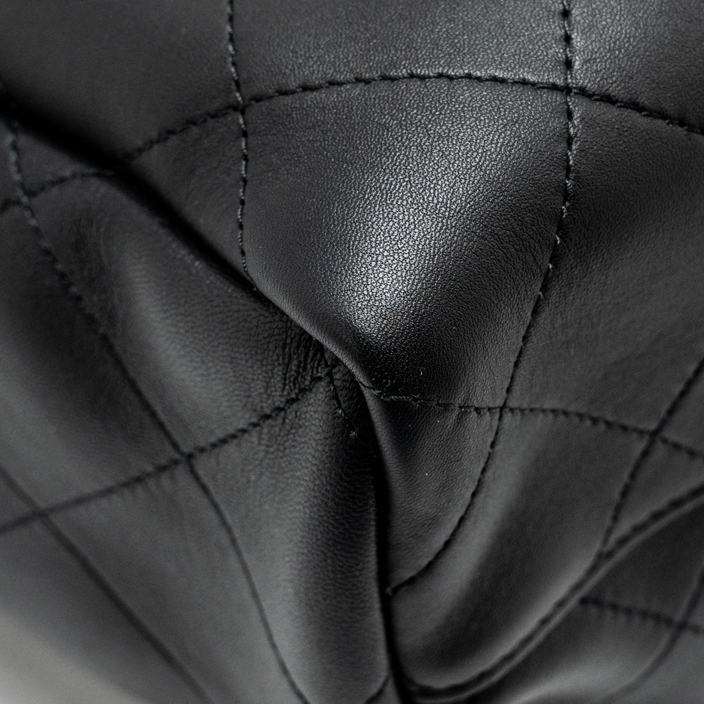 CHANEL HAMPTON TOTE BAG LAMBSKIN BLACK SHW