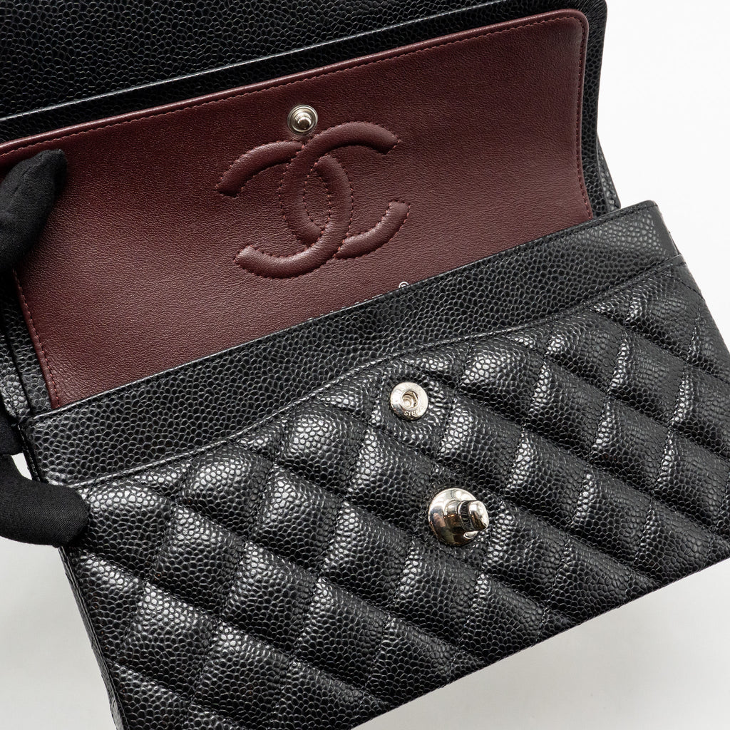 CHANEL SMALL CLASSIC DOUBLE FLAP BAG CAVIAR BLACK SHW