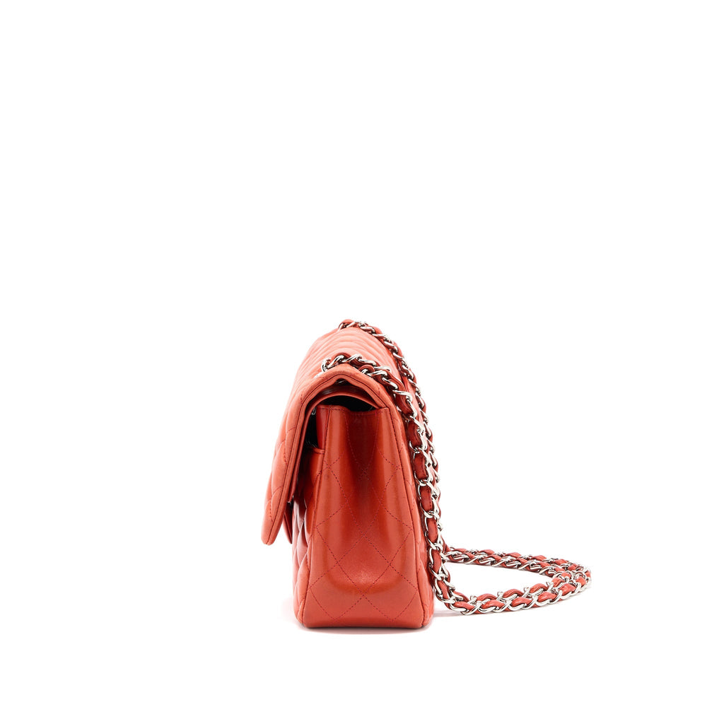 CHANEL JUMBO CLASSIC DOUBLE FLAP BAG LAMBSKIN CORAL SHW