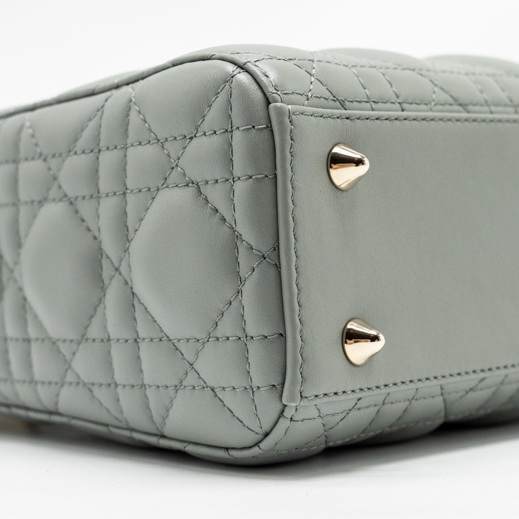 DIOR MY ABC DIOR SMALL LADY DIOR LAMBSKIN STONE GREY LGHW