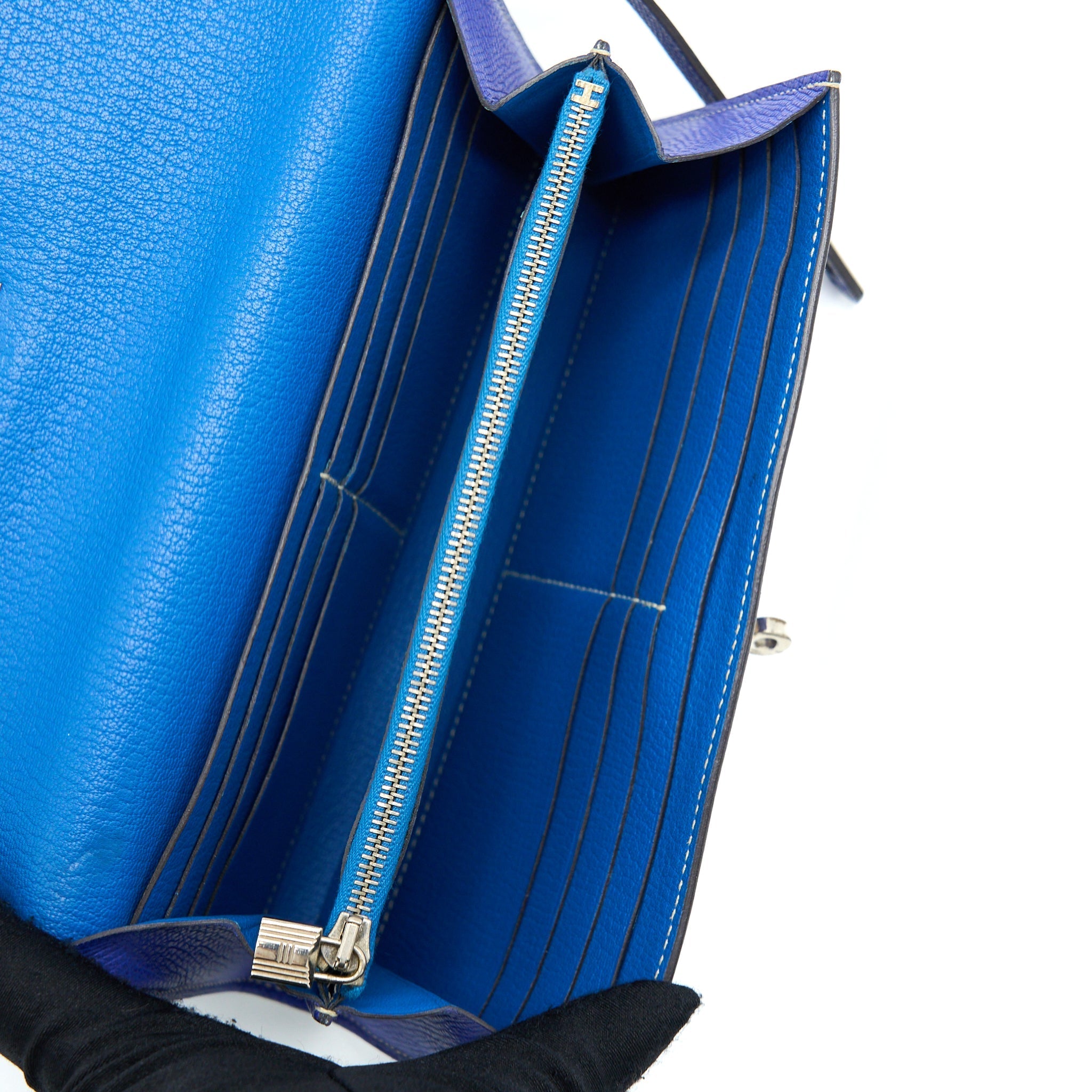 HERMES KELLY LONG WALLET EPSOM BLUE SHW
