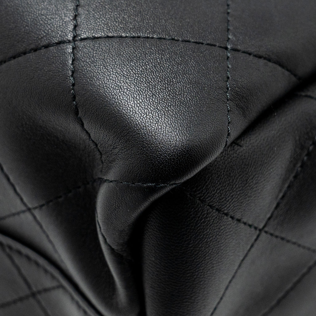 CHANEL HAMPTON TOTE BAG LAMBSKIN BLACK SHW