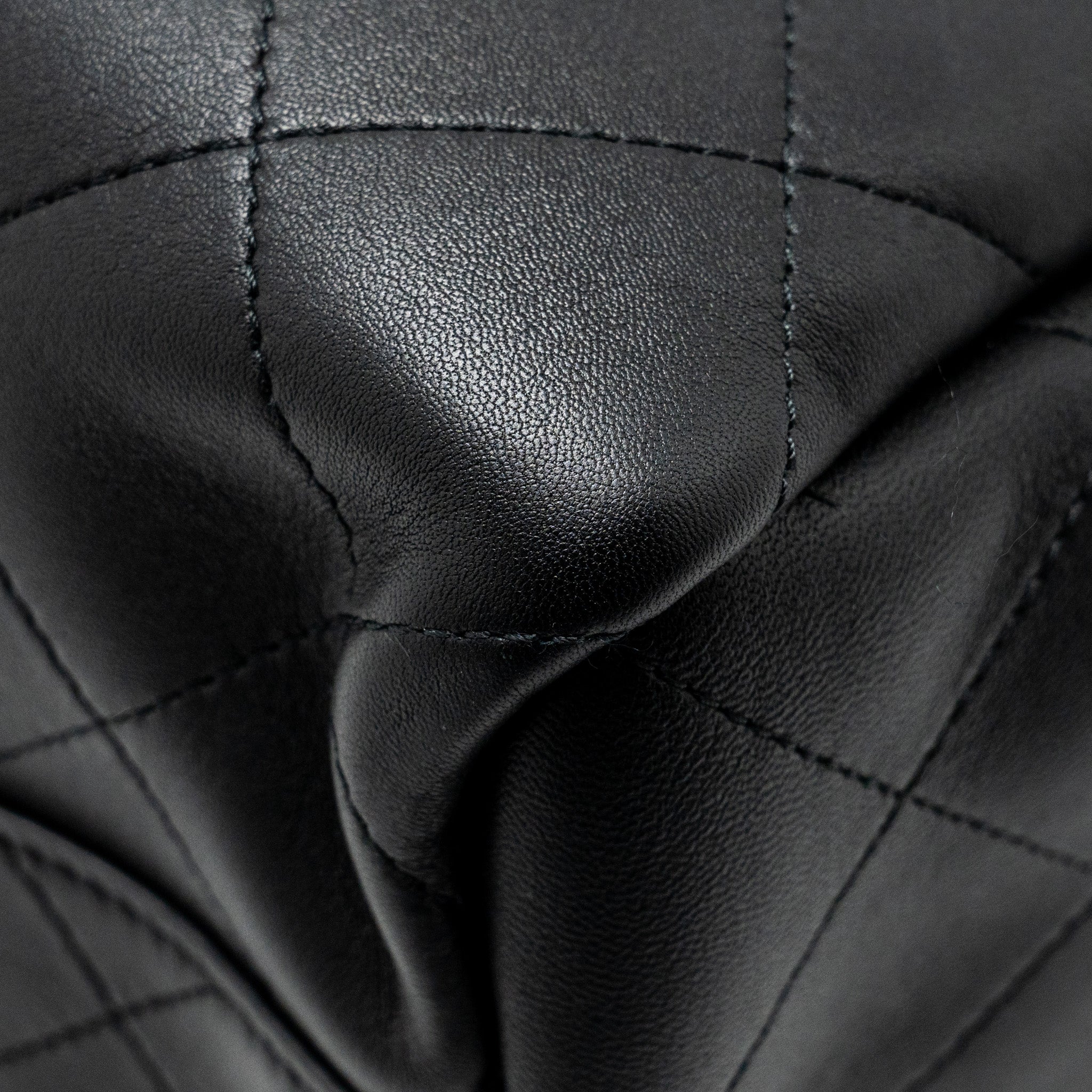 CHANEL HAMPTON TOTE BAG LAMBSKIN BLACK SHW