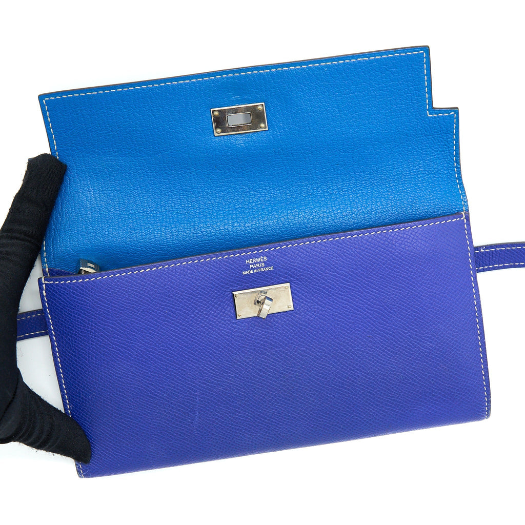 HERMES KELLY LONG WALLET EPSOM BLUE SHW