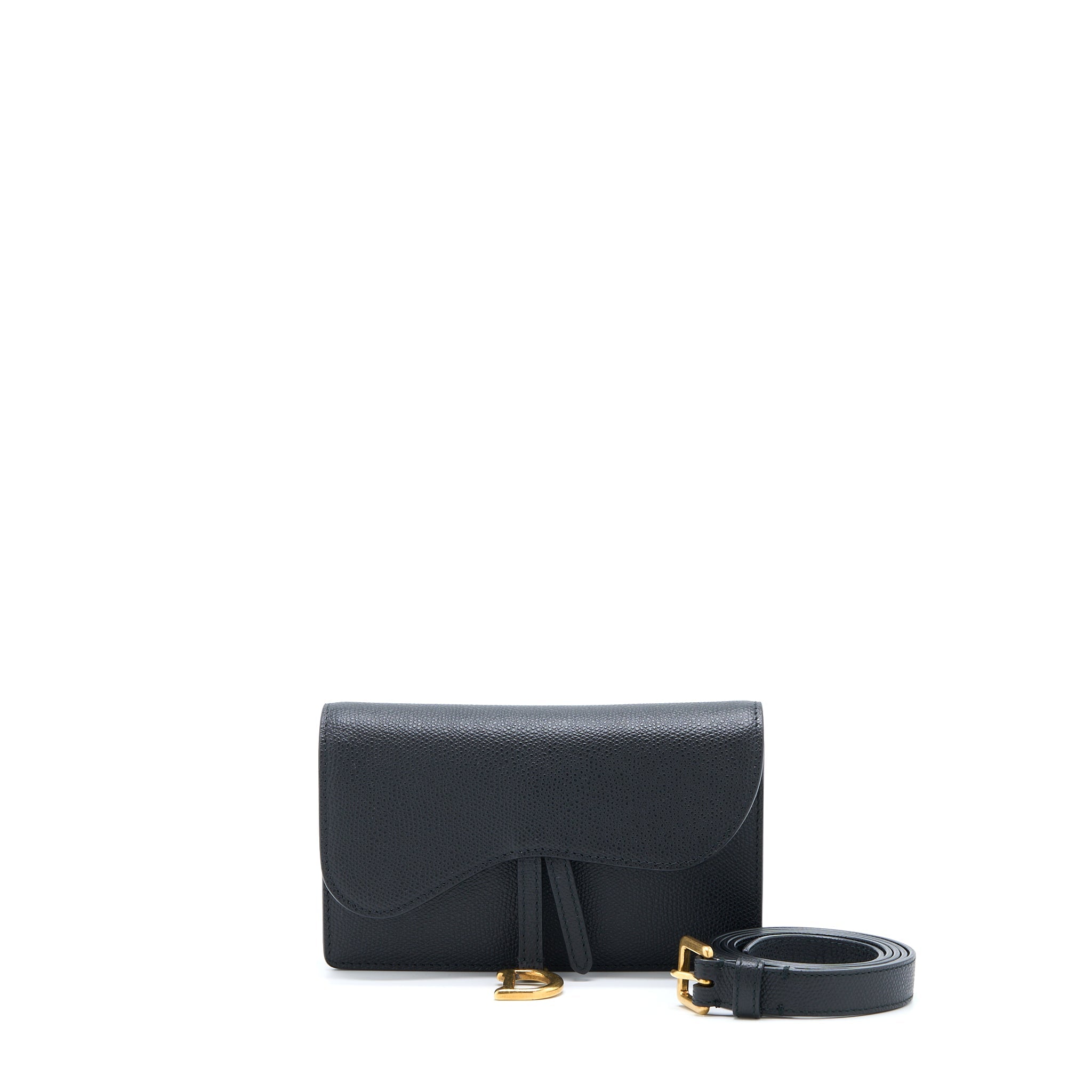 DIOR SADDLE BELT POUCH GRAINED CALFSKIN BLACK GHW