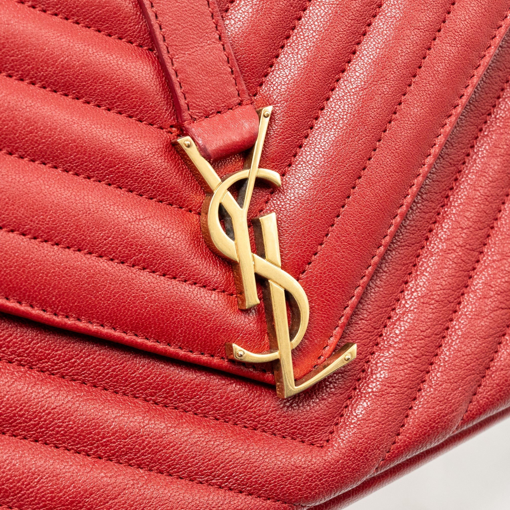 SAINT LAURENT/YSL MEDIUM ENVELOPE BAG LEATHER RED GHW