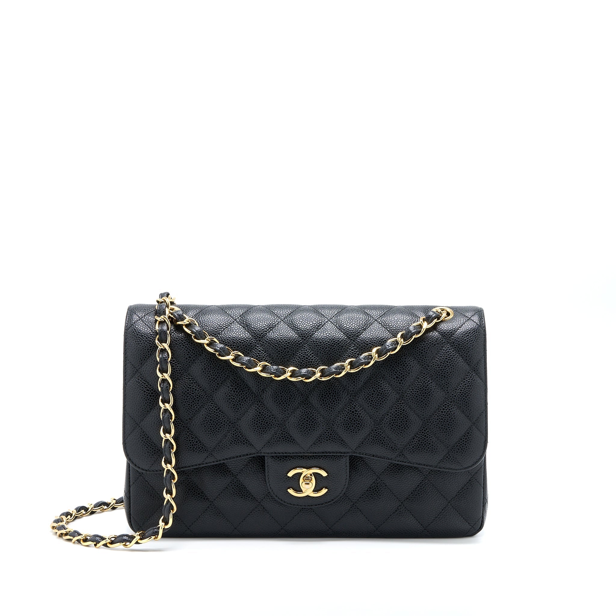 CHANEL JUMBO CLASSIC DOUBLE FLAP BAG CAVIAR BLACK GHW
