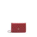 CHANEL CLASSIC WALLET ON CHAIN LAMBSKIN DARK RED SHW