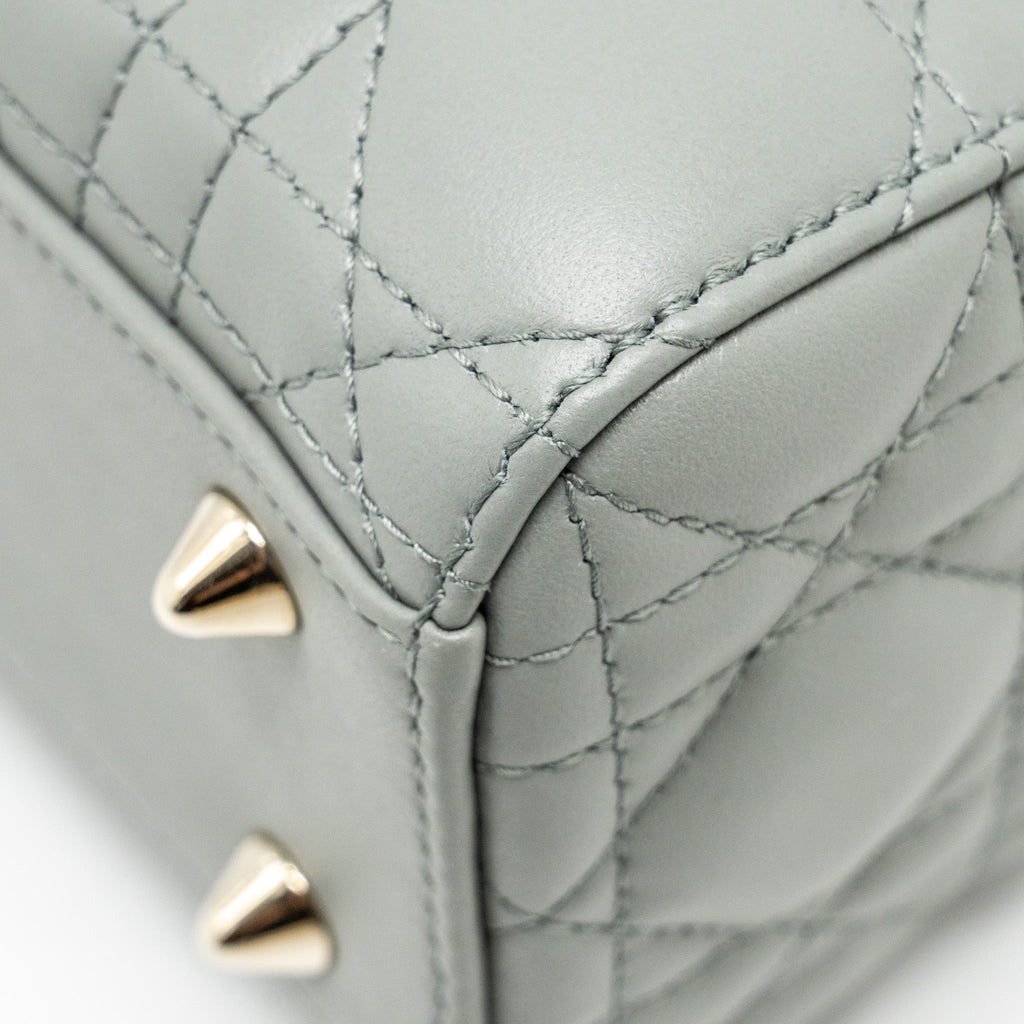 DIOR MY ABC DIOR SMALL LADY DIOR LAMBSKIN STONE GREY LGHW