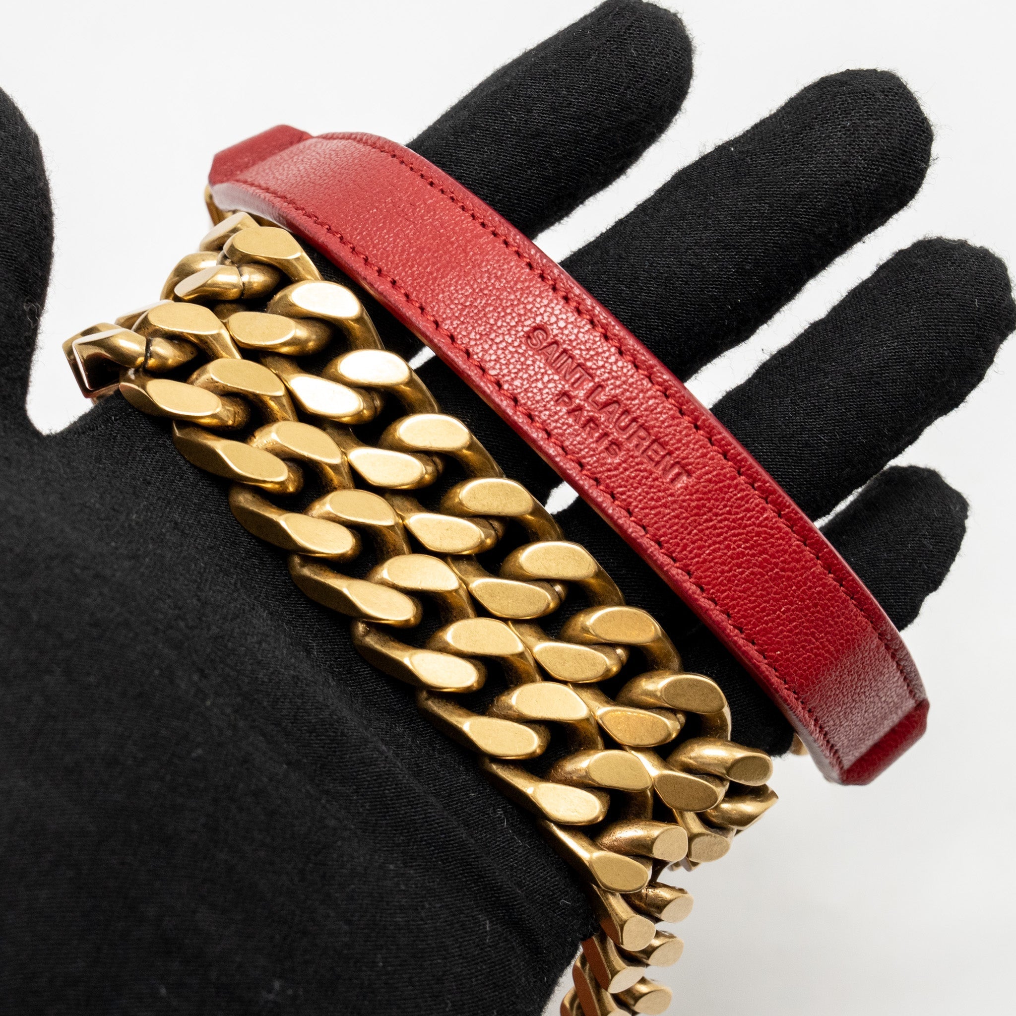 SAINT LAURENT/YSL MEDIUM ENVELOPE BAG LEATHER RED GHW