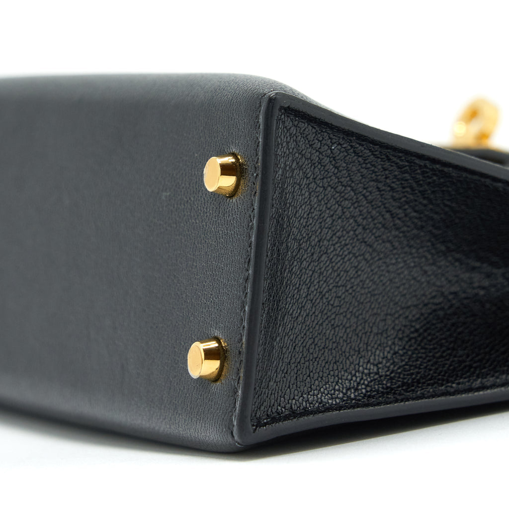 HERMES MINI KELLY 20CM CHÈVRE CHAMKILA BLACK GHW