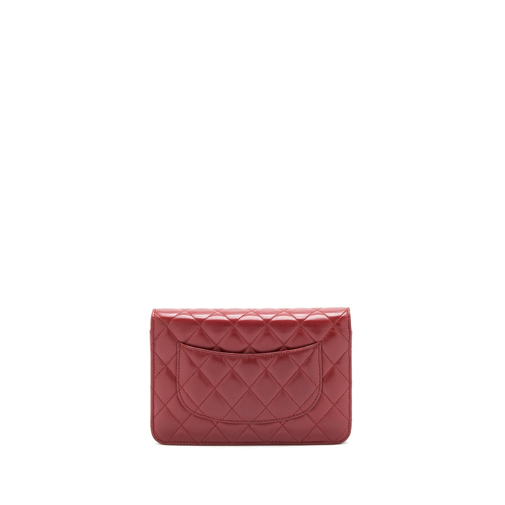 CHANEL CLASSIC WALLET ON CHAIN LAMBSKIN DARK RED SHW
