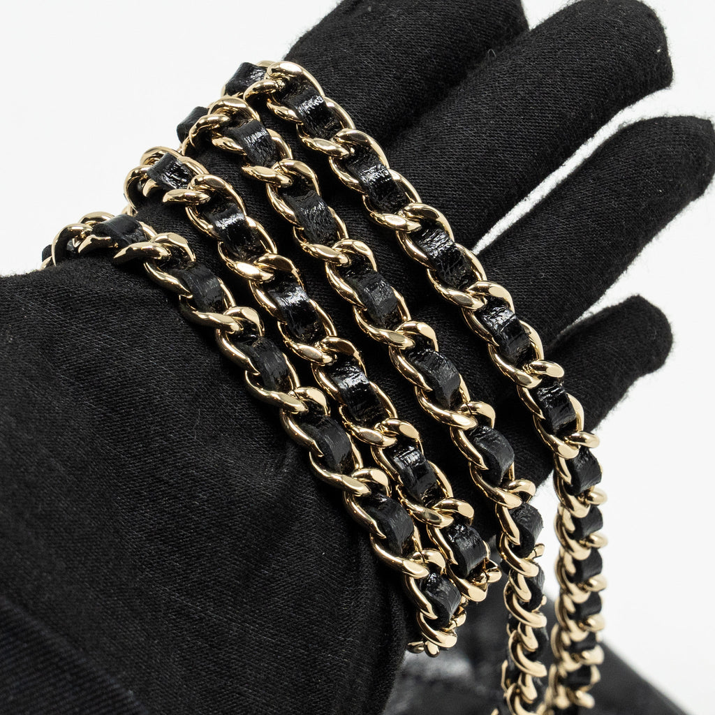 CHANEL 24S MINI 31 CLUTCH WITH CHAIN SHINY LAMBSKIN BLACK LGHW (MICROCHIP)