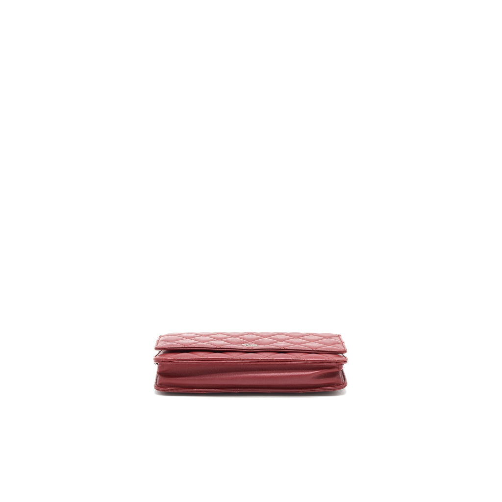 CHANEL CLASSIC WALLET ON CHAIN LAMBSKIN DARK RED SHW