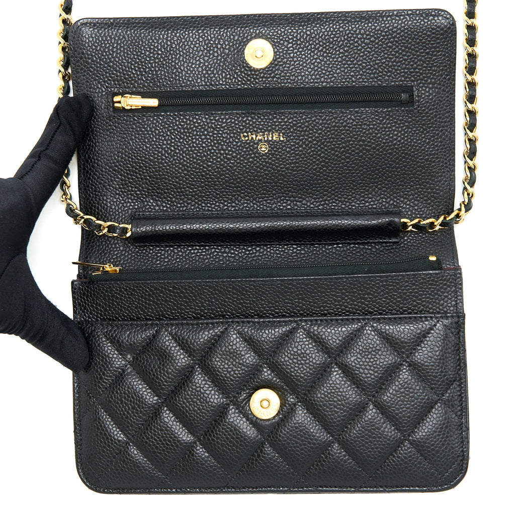 CHANEL CLASSIC WALLET ON CHAIN CAVIAR BLACK GHW