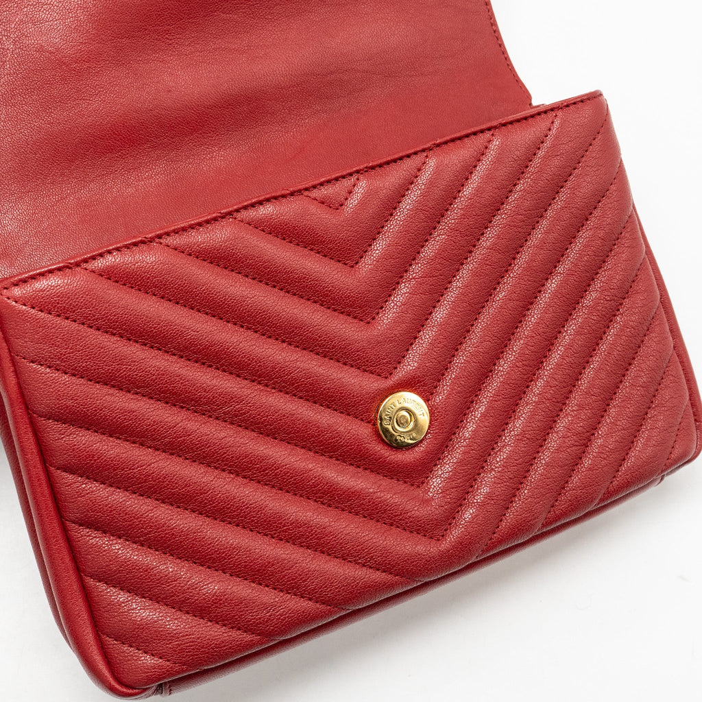 SAINT LAURENT/YSL MEDIUM ENVELOPE BAG LEATHER RED GHW