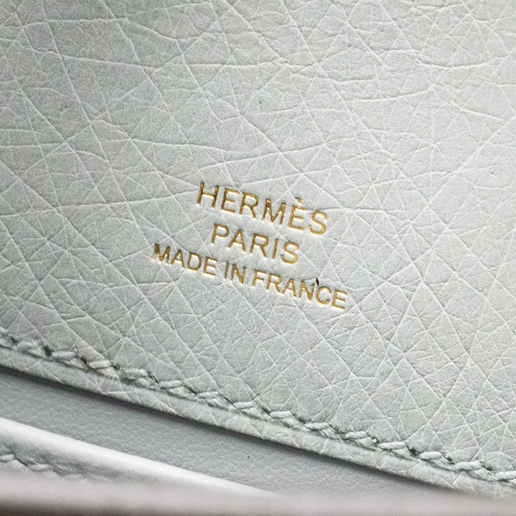 HERMES KELLY POCHETTE OSTRICH BLEU GLACIER GHW
