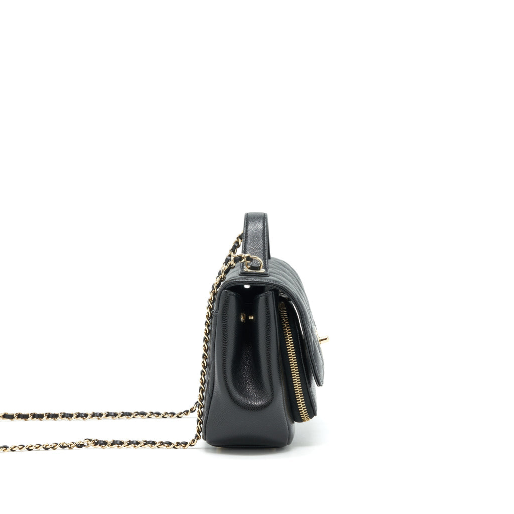 CHANEL SMALL BUSINESS AFFINITY CAVIAR BLACK LGHW