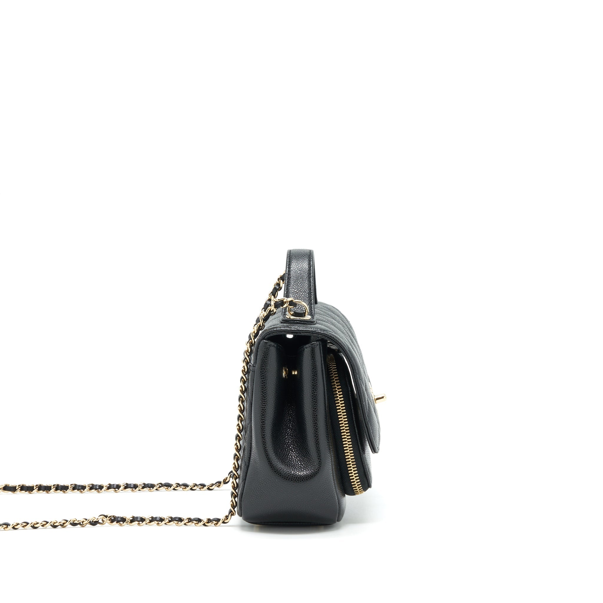 CHANEL SMALL BUSINESS AFFINITY CAVIAR BLACK LGHW