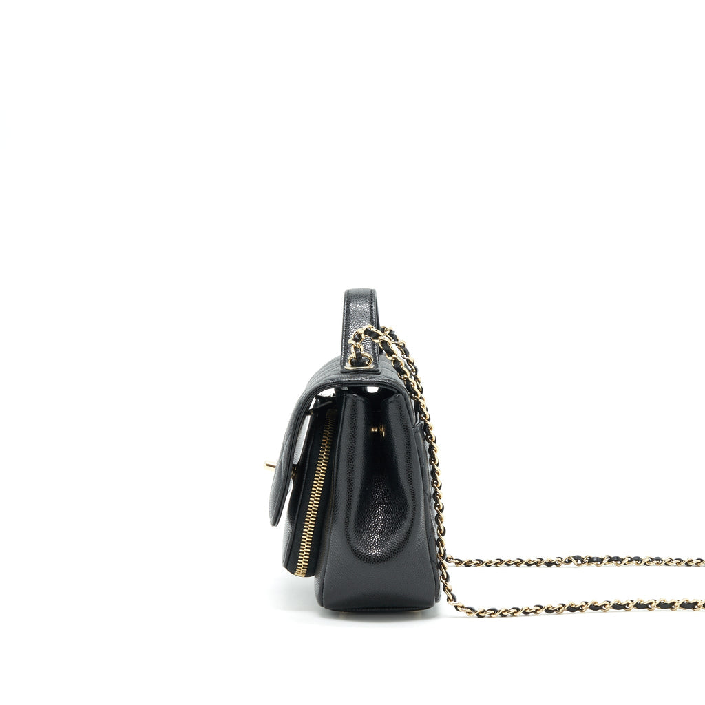 CHANEL SMALL BUSINESS AFFINITY CAVIAR BLACK LGHW