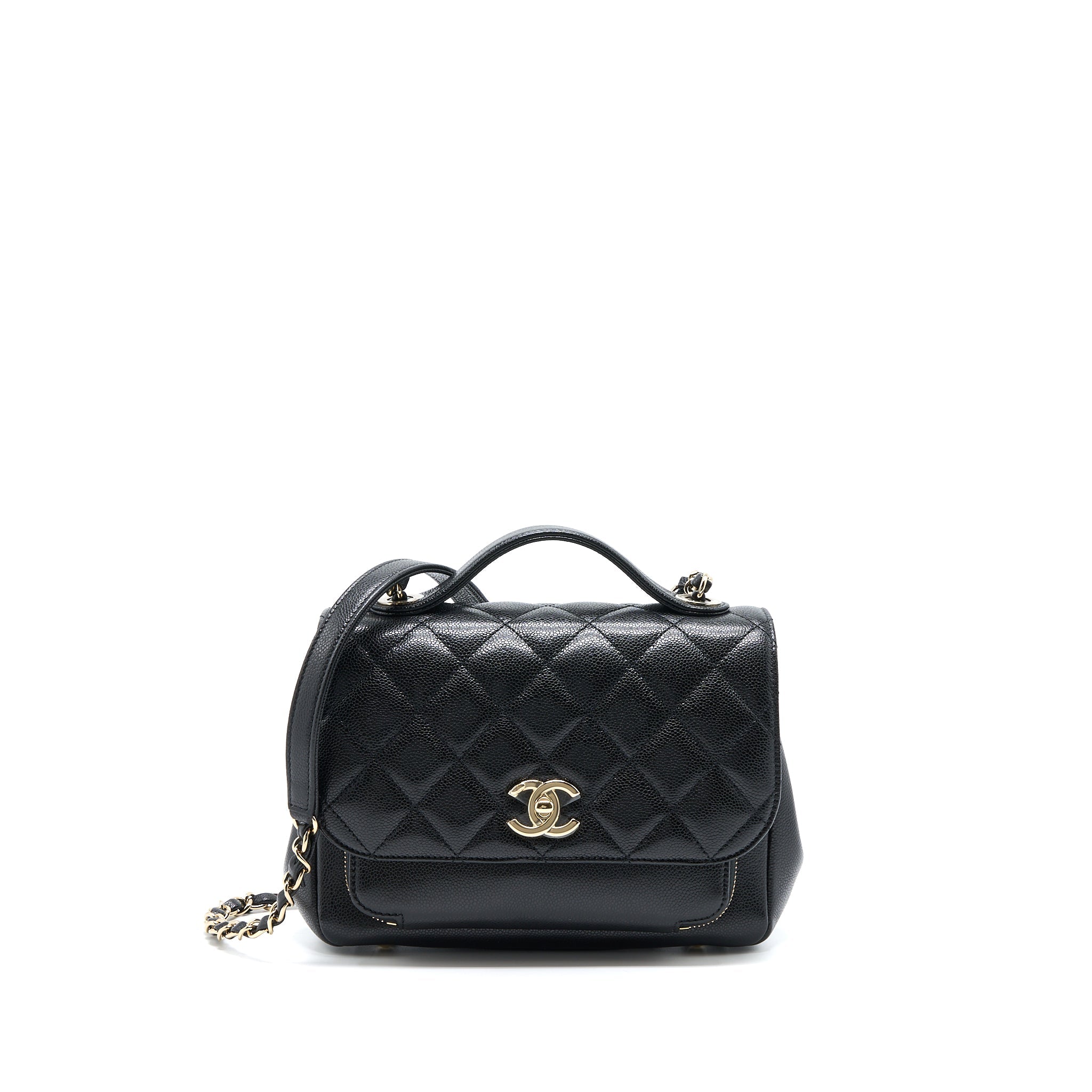 CHANEL MEDIUM BUSINESS AFFINITY CAVIAR BLACK LGHW(MICROCHIP)