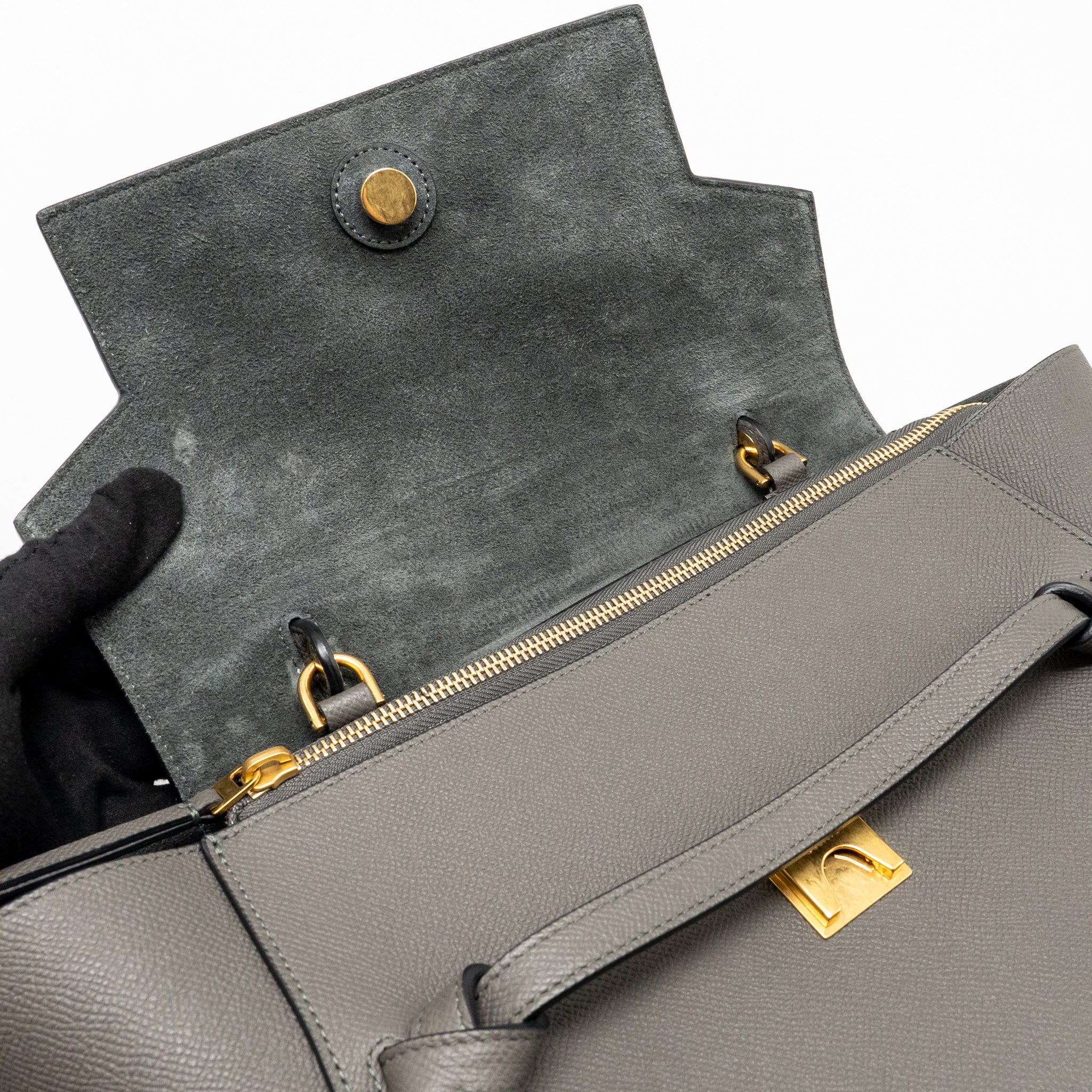 CELINE MINI BELT BAG GRAINED CALFSKIN GREY GHW
