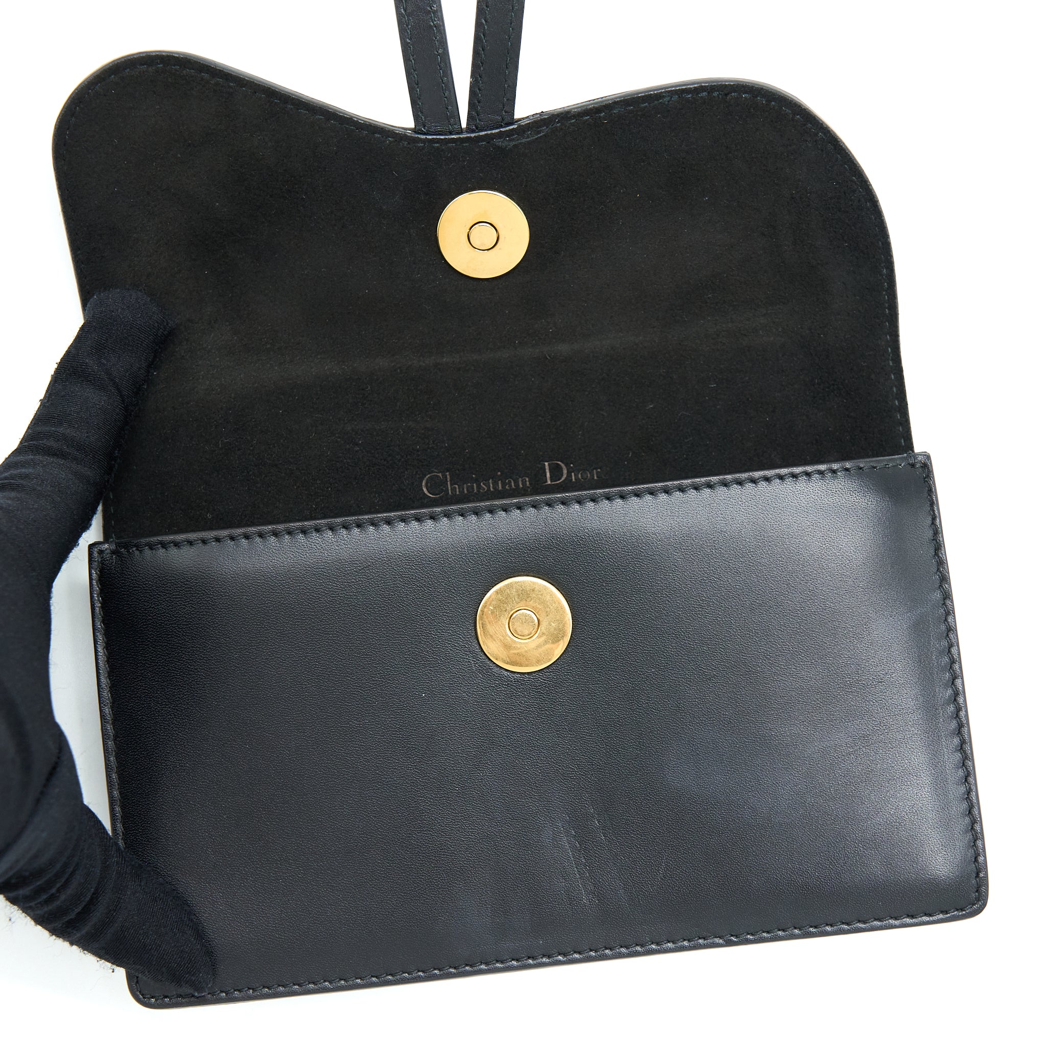 DIOR MINI SADDLE BELT BAG CALFSKIN BLACK GHW