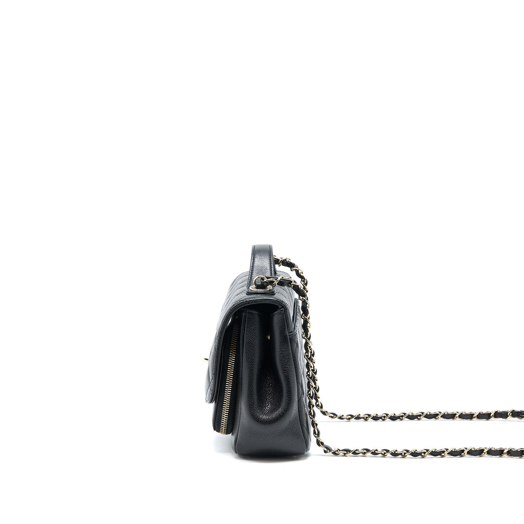 CHANEL MEDIUM BUSINESS AFFINITY CAVIAR BLACK LGHW(MICROCHIP)