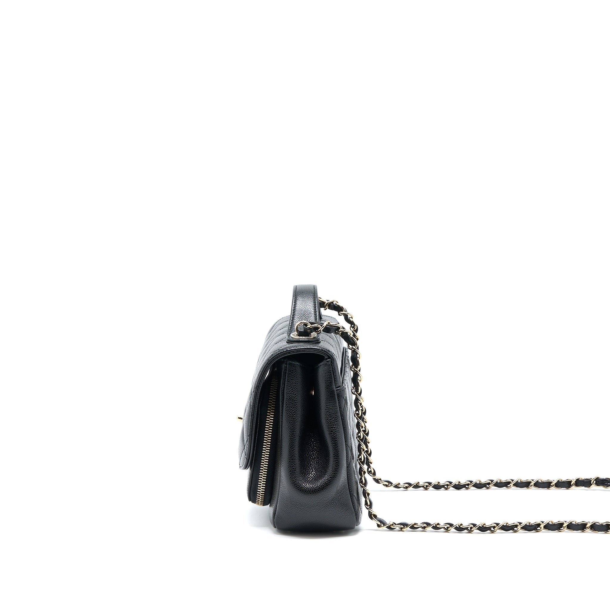 CHANEL MEDIUM BUSINESS AFFINITY CAVIAR BLACK LGHW(MICROCHIP)