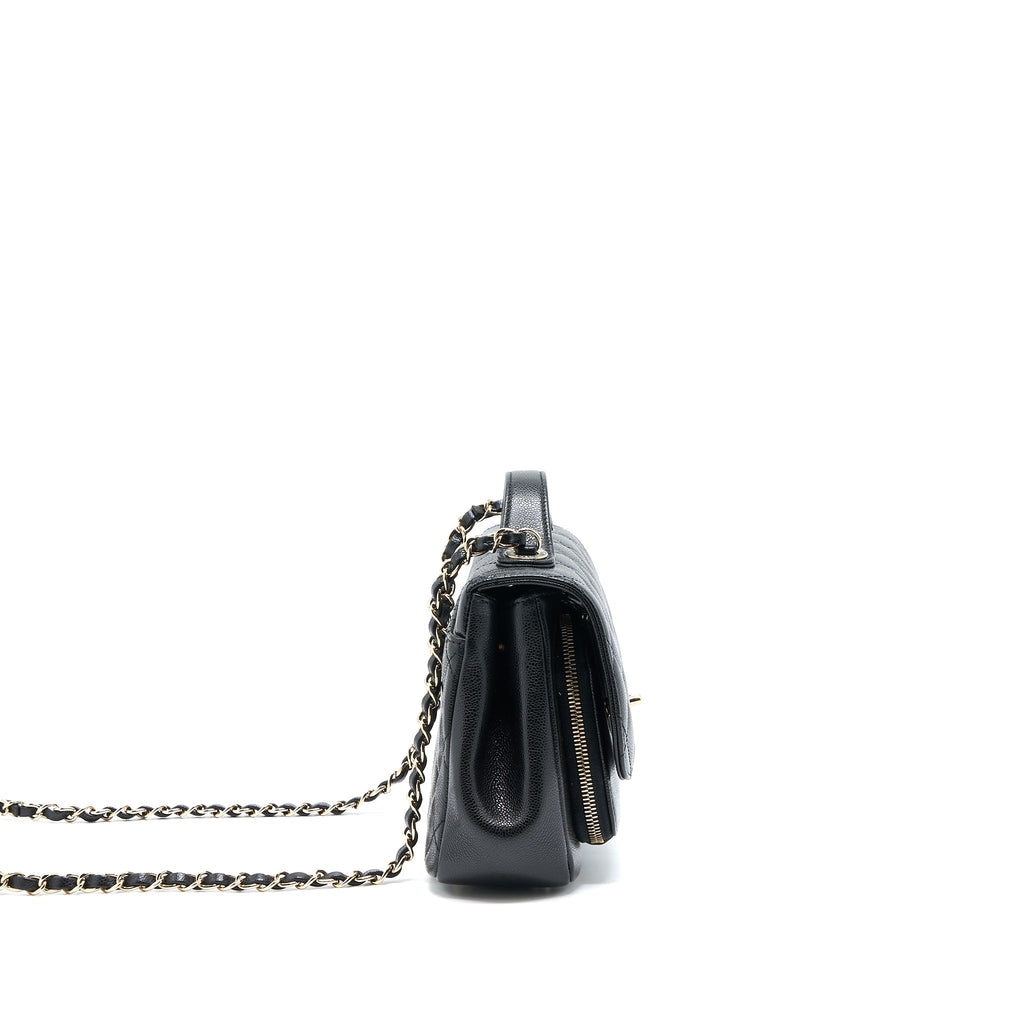 CHANEL MEDIUM BUSINESS AFFINITY CAVIAR BLACK LGHW(MICROCHIP)