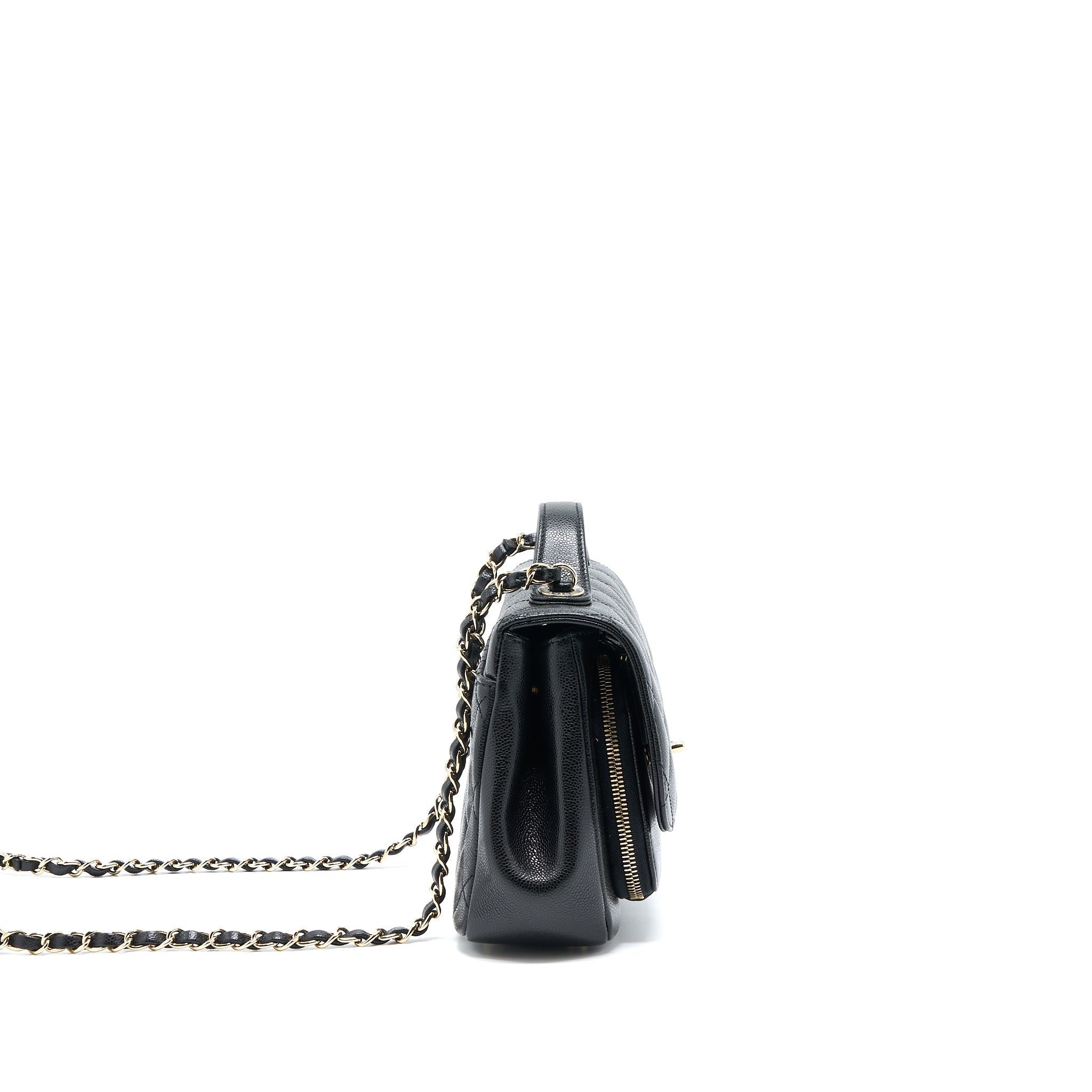 CHANEL MEDIUM BUSINESS AFFINITY CAVIAR BLACK LGHW(MICROCHIP)