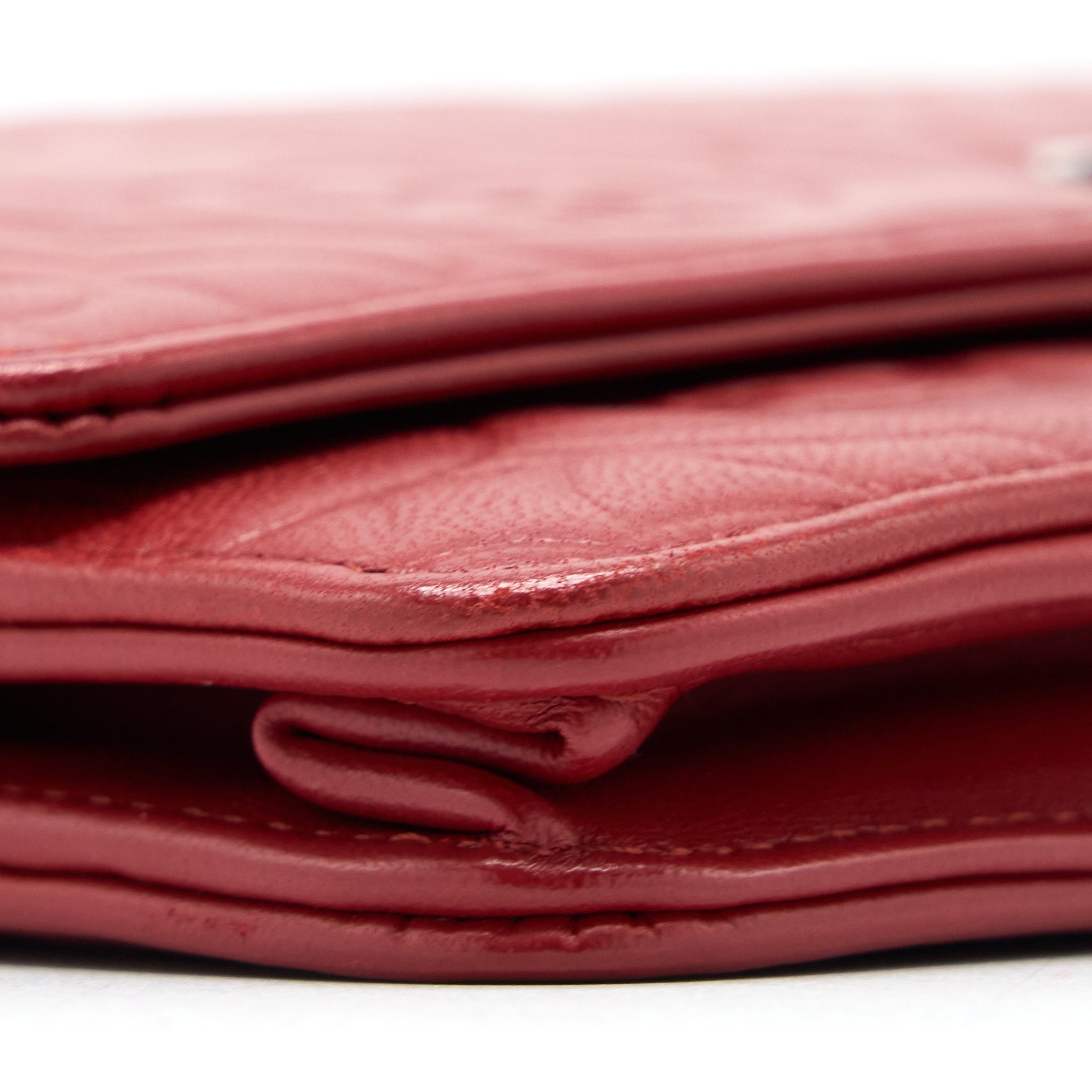 CHANEL CAMELLIA WALLET ON CHAIN LAMBSKIN RED SHW