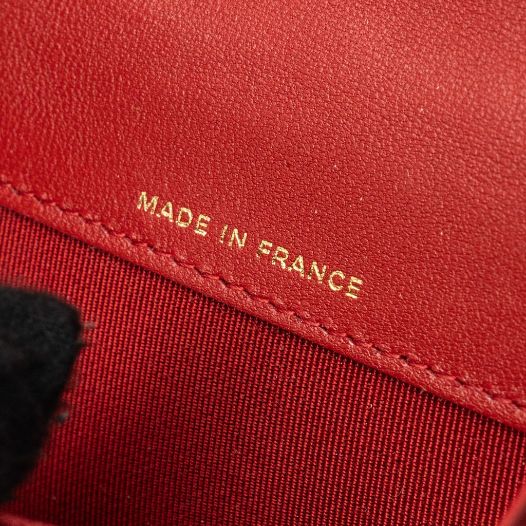 CHANEL FLAP CARD HOLDER LAMBSKIN RED SHW