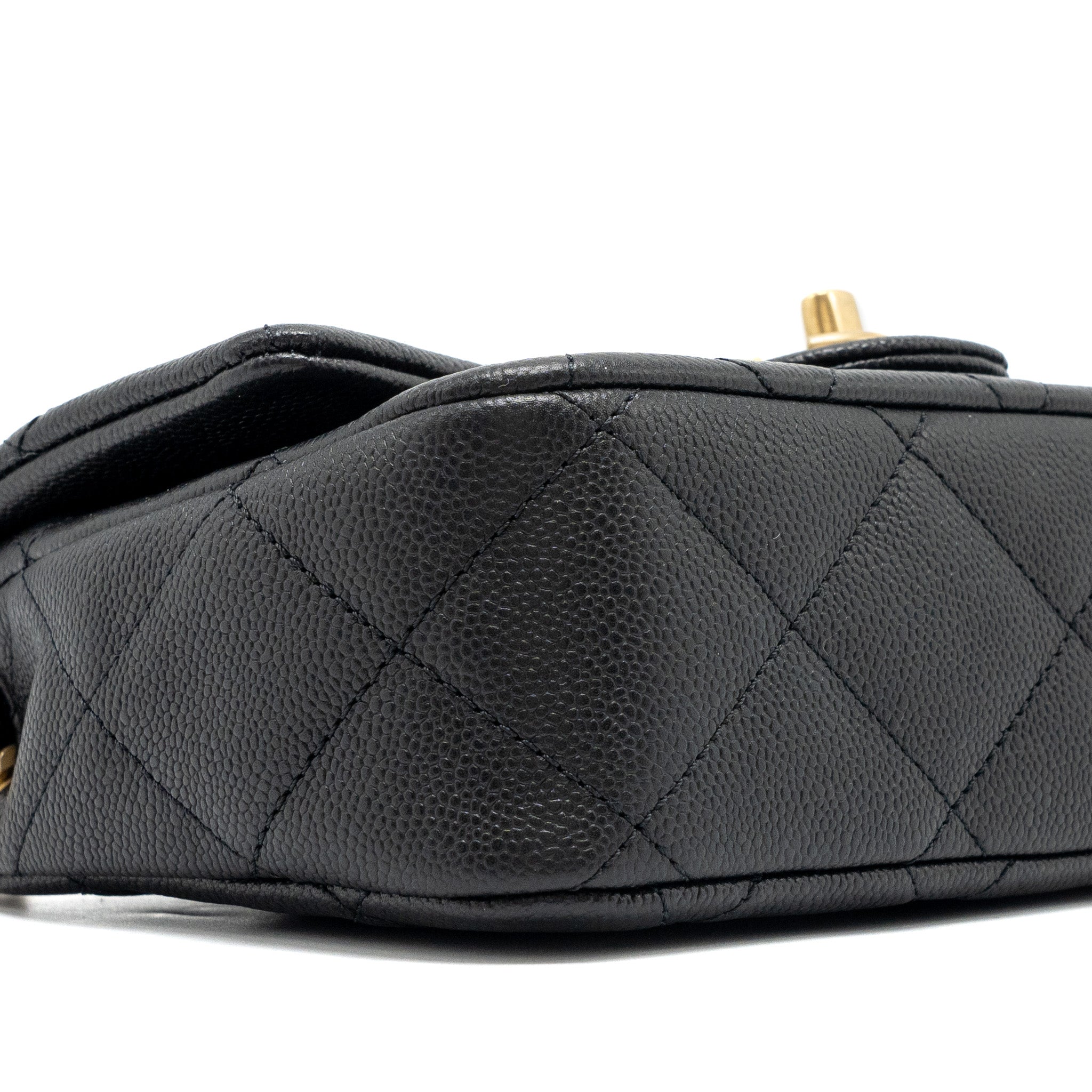 CHANEL 24P COCO LOVE SMALL FLAP BAG ADJUSTABLE CHAIN CAVIAR BLACK BRUSH GHW (MICROCHIP)
