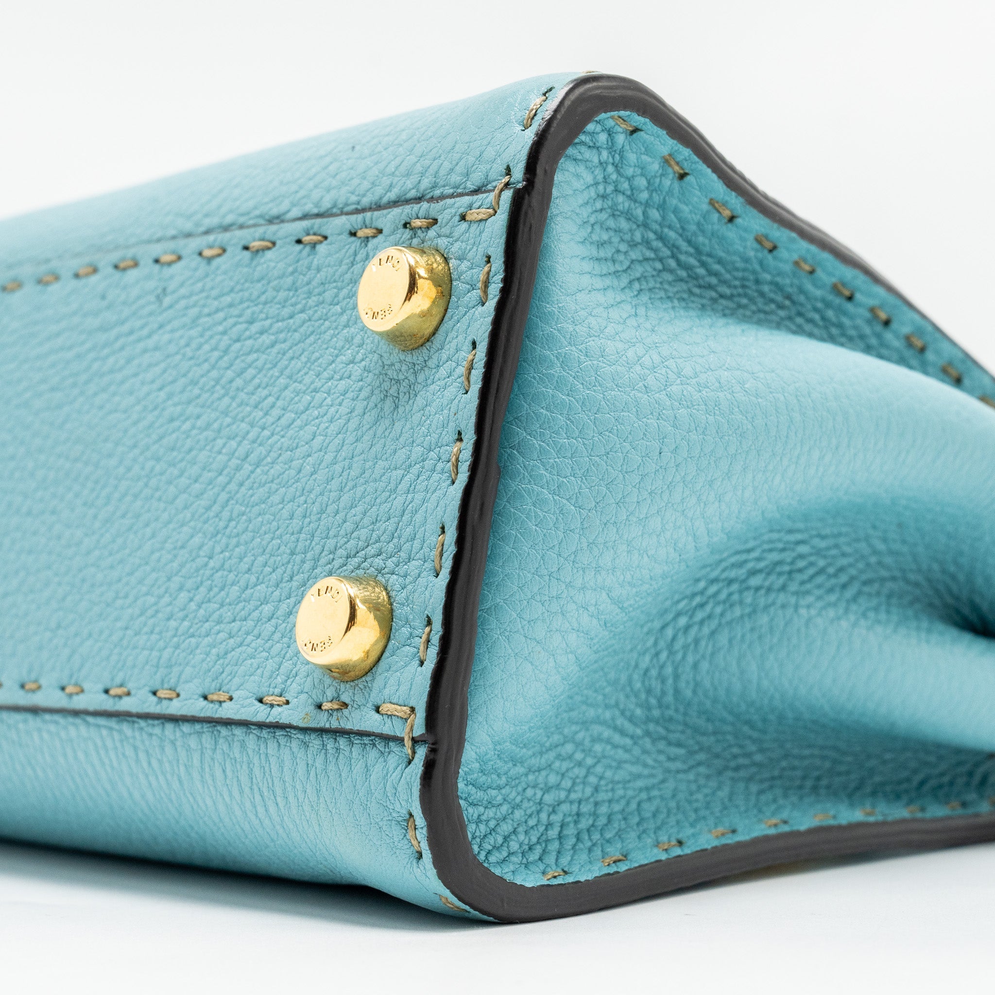 FENDI MINI PEEKABOO BAG CALFSKIN BLUE GHW