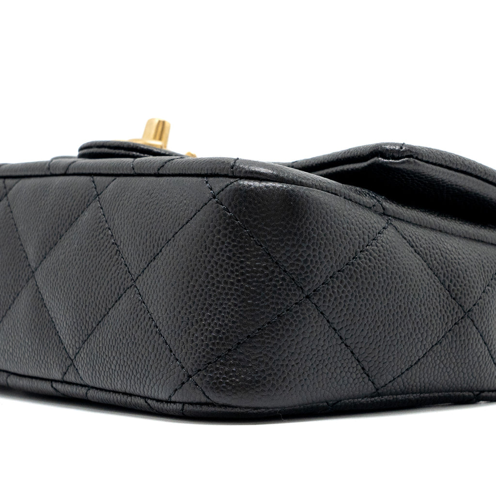 CHANEL 24P COCO LOVE SMALL FLAP BAG ADJUSTABLE CHAIN CAVIAR BLACK BRUSH GHW (MICROCHIP)